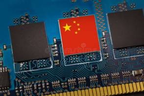 China flag in the center of a circuit board. Concept of leadership in technology, artificial intelligence or digital cryptocurrencies. China cryptocurrency stock images, royalty-free photos and pictures